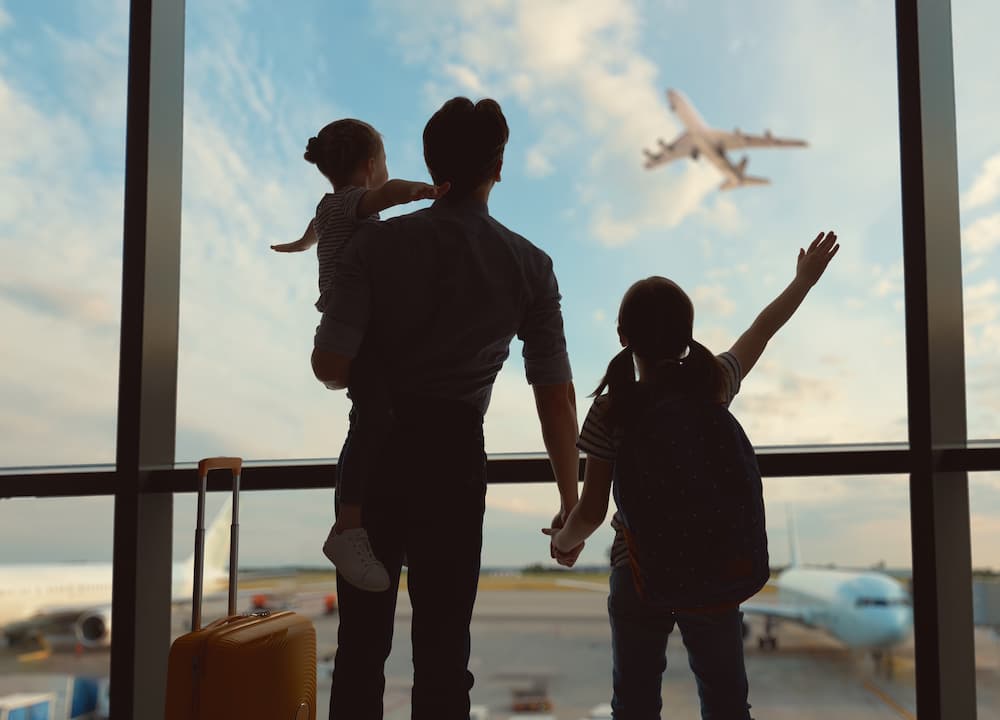 happy family at the airport